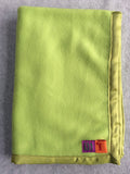 Handmade fleece baby blanket in Apple Green with matching satin trim - isabee.co.uk
