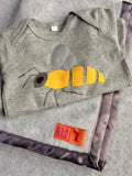 Baby Bee Sleepsuit - cotton grey melange - isabee