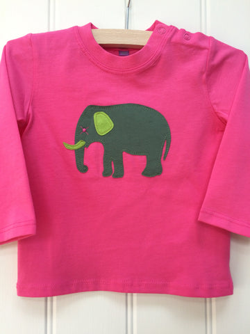 Baby Elephant Long-Sleeved T-shirt - Bubblegum Pink - for babies - isabee.co.uk