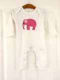 Baby Elephant Pink Sleepsuit with Candy Pink Blanket
