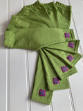 Stripy leggings in Fine Stripe Green for babies and kids - soft cotton jersey - isabee.co.uk