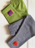 Stripy leggings in Fine Stripe Green and Fine Stripe Blue for babies and kids - soft cotton jersey - isabee.co.uk