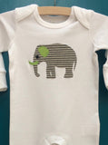 Newborn Set - Elephant Sleepsuit & Fleece Blanket - Grey