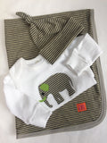 Newborn Set - Cotton Blanket, Hat & Sleepsuit with Mitts