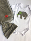 Newborn Set - Cotton Blanket, Hat & Babygrow