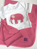 Newborn Set - Cotton Blanket, Hat & Babygrow