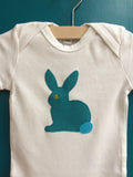 Newborn Set - Rabbit Babygrow, Sleepsuit with Mitts & Cotton Blanket - Teal