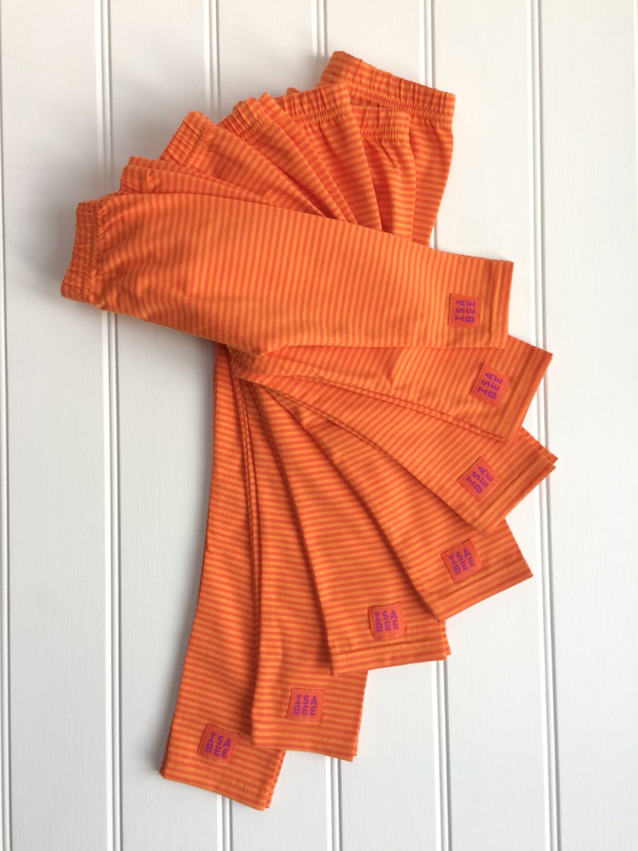 Children s Stripy Leggings Orange isabee