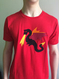 Dragon Applique T-shirt - unisex/mens fit - Red