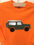 Baby jeep - long-sleeved organic cotton orange t-shirt for babies - isabee.co.uk