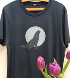 Wolf Applique T-shirt - unisex - Washed Navy