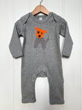 Baby Dog - Applique Sleepsuit - Grey