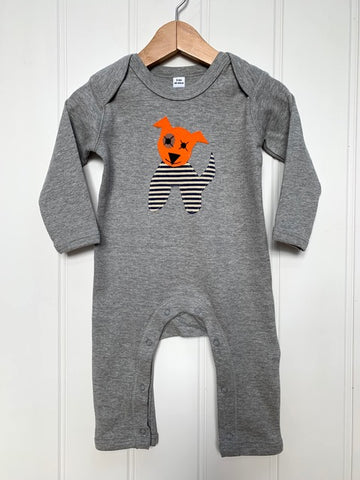 Baby Dog - Applique Sleepsuit - Grey