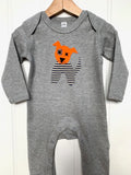 Baby Dog - Applique Sleepsuit - Grey
