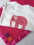 Baby Elephant Pink Sleepsuit with Candy Pink Blanket