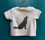 Baby Wolf t-shirt - light blue cotton - isabee.co.uk