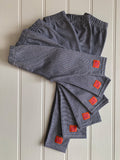 Stripy leggings in Fine Stripe Blue for babies and kids - soft cotton jersey - isabee.co.uk