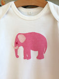 Baby Elephant Applique Sleepsuit - white