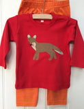 Baby Fox - long-sleeved organic cotton orange t-shirt for babies with hand applique fox - isabee.co.uk