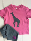 Isabee Baby Giraffe t-shirt - pink - 100% Fairtrade cotton