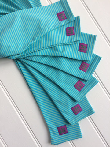 Stripy leggings in Turquoise and Green for babies and kids - soft cotton jersey - isabee.co.uk
