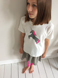 Isabee Unicorn T-shirt - cream 100% cotton top for girls