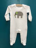 Newborn Set - Elephant Sleepsuit & Fleece Blanket - Grey