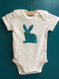 Newborn Set - Rabbit Babygrow & Cotton Blanket - Teal