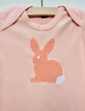 Baby Rabbit Applique Sleepsuit - powder pink