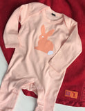 Baby Rabbit Applique Sleepsuit - powder pink