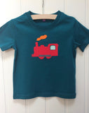 Isabee Baby Train t-shirt (Teal) - 100% organic cotton