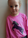 Unicorn - long-sleeved t-shirt for kids - bubblegum pink - isabee.co.uk