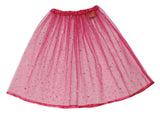 Fuchsia Sparkly Skirt - for children. Handmade from fine tulle with expandable soft satin waistband and satin ribbon hem - isabee.co.uk