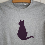 Cat Applique T-shirt - womens fit - Grey