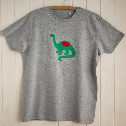 Dinosaur Applique T-shirt - unisex/mens fit - Grey