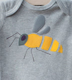 Baby Bee Sleepsuit - cotton grey melange - isabee