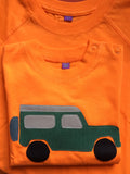 Baby jeep - long-sleeved organic cotton orange t-shirt for babies - isabee.co.uk