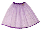 Purple Sparkly Skirt - for children. Handmade from fine tulle with expandable soft satin waistband and satin ribbon hem - isabee.co.uk